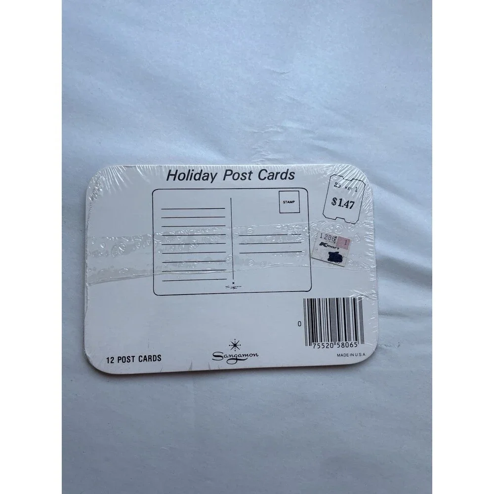 SEALED PACKAGE Vintage SANGAMON 12 SNOWMAN HOLIDAY POST CARDS Christmas Letters